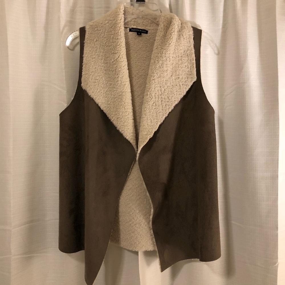 Brown Suede and Faux Fur Vest